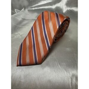 SHAQUILLE O'NEAL Neck Tie Mens XLG Designer 65" Orange/purple Diagonal Stripes